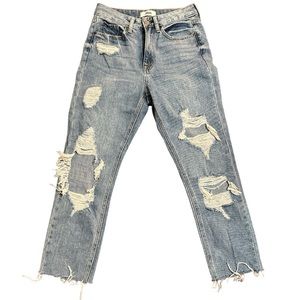 JBD Just Black Denim Mom Jeans Destroyed Size 25